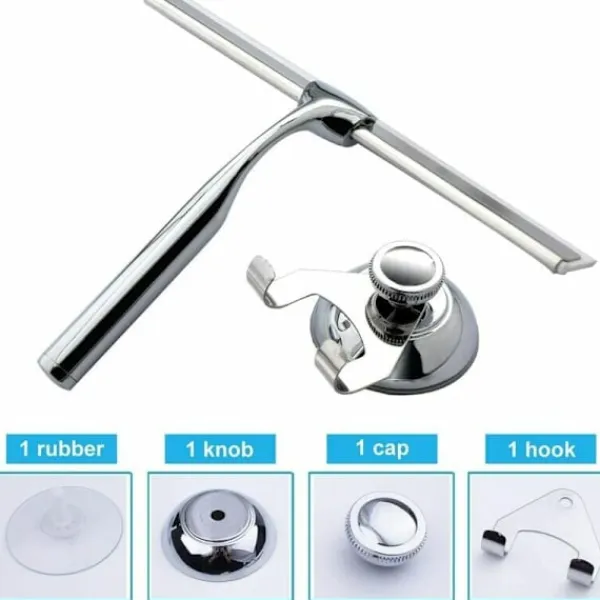 Fönsterrengöring-Duschglastorkare, hushållsrengöring, badrum i rostfritt stål W