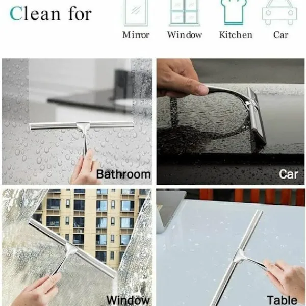 Fönsterrengöring-Duschglastorkare, hushållsrengöring, badrum i rostfritt stål W