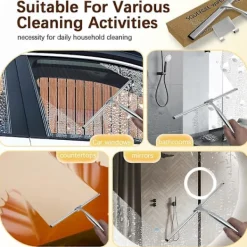 Fönsterrengöring-Duschraka för glasdörrar, rostfritt stål med självhäftande krok, 10 mångsidiga fönsterrakar