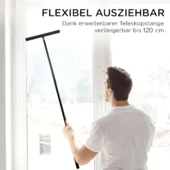 Fönsterrengöring-Duschskrapa 21,5-107 cm Justerbar, med Två Krokar, för Borttagning av Djurhår, Katter, Hundar