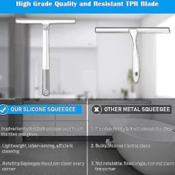 Fönsterrengöring-Duschskrapa, 360 roterbart förlängt handtag Multifunktionell silikonskrapa