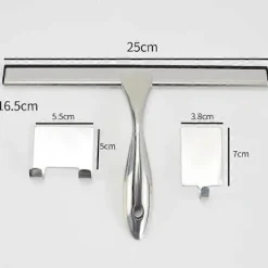 Fönsterrengöring-Duschskrapa badrumsskrapa självhäftande med väggkrok glasskrapa punkteringsfri stål fyrkantig krok och enkel krok