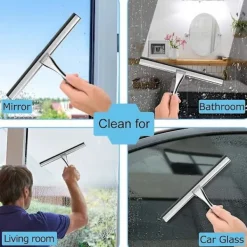 Fönsterrengöring-Duschskrapa badrumsskrapa självhäftande med väggkrok glasskrapa punkteringsfri stål fyrkantig krok och enkel krok