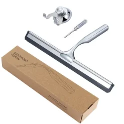 Fönsterrengöring-Duschskrapa, Duschskrapa i rostfritt stål med speciell sugkrok för upphängning på väggen