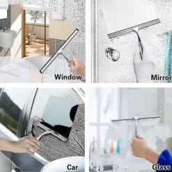 Fönsterrengöring-Duschskrapa, Fönsterskrapa Rostfri Skrapa Dusch 30 cm Duschskrapa Med Väggupphängning Utan [DB]