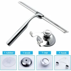 Fönsterrengöring-Duschskrapa Fönsterskrapa Hushållsvatten Rostfritt Stål 24,5 x 17cm Rengöringsskrapa för Badrumsfönster