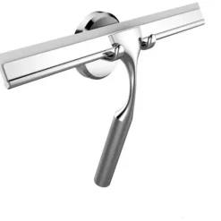 Fönsterrengöring-Duschskrapa för badrum med sugkoppskrok för glas, spegel, dörrrengöring Rostfritt stål..DEBUNS