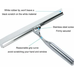 Fönsterrengöring-Duschskrapa, glasskrapa, hushållsvattenskrapa, rostfritt stål, 25,8 x 16,5 cm, rengöringsskrapa för badrumsfönster