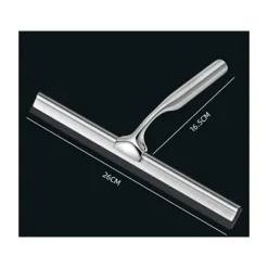 Fönsterrengöring-Duschskrapa, glasskrapa, hushållsvattenskrapa, rostfritt stål, 25,8 x 16,5 cm, rengöringsskrapa för badrumsfönster