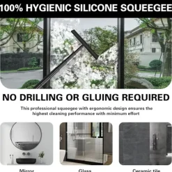 Fönsterrengöring-Duschskrapa, golvskrapa med teleskophandtag, multifunktionell duschskrapa, effektiv golvskrapa med krokar för hemmet