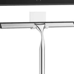 Fönsterrengöring-Duschskrapa i rostfritt stål, 25,5 cm duschskrapa med krok, för glas, spegel, kakel, kök - Silver