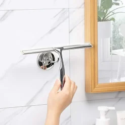 GIFT OF G Fönsterrengöring-Duschskrapa i rostfritt stål med stark sugkrok för badrum, kök, spegel, bil, fönster och glasrengöring, 10