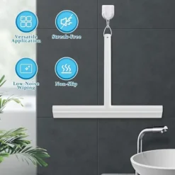 Fönsterrengöring-Duschskrapa med silikonhållare Duschskrapa Rostfritt stål kärna för badrum Glasduschdörr