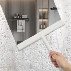 Fönsterrengöring-Duschskrapa med silikonhållare Duschskrapa Rostfritt stål kärna för badrum Glasduschdörr