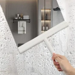 Fönsterrengöring-Duschskrapa med silikonhållare Duschskrapa Rostfritt stål kärna för badrum Glasduschdörr