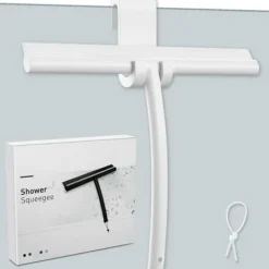 Fönsterrengöring-Duschskrapa med silikonhållare Duschskrapa Rostfritt stål kärna för badrum Glasduschdörr PZCC