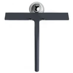Fönsterrengöring-Duschskrapa med sugkoppshållare - 28 cm svart - Fönsterskrapa för badrum - Silikon INOX