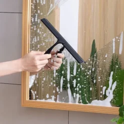 Fönsterrengöring-Duschskrapa, rostfritt stål duschskrapa med stark sugkrok för badrum, spegel, bil, fönster och glasrengöring, 10