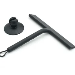 Fönsterrengöring-Duschskrapa, rostfritt stål duschskrapa med stark sugkrok för badrum, spegel, bil, fönster och glasrengöring, 10"