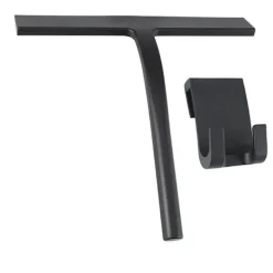 Fönsterrengöring-Duschskrapa set med hållare - Svart - 22,7 cm bred - Ingen borrning