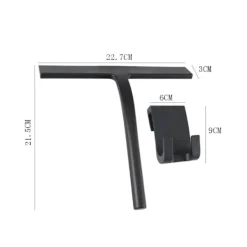 Fönsterrengöring-Duschskrapa set med hållare - Svart - 22,7 cm bred - Ingen borrning