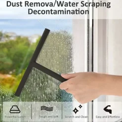 Fönsterrengöring-Duschskrapa, svart silikonskrapa med sugpropp, duschskrapa, skrapa för dusch, badrum, spegel, fönsterrengöring, kakel (svart), Starlight