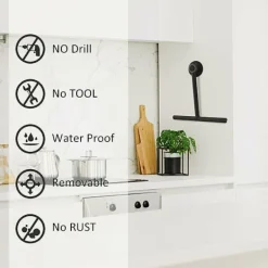 Fönsterrengöring-Duschskrapa, svart silikonskrapa med sugpropp, duschskrapa, skrapa för dusch, badrum, spegel, fönsterrengöring, kakel (svart), Starlight