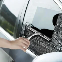 Fönsterrengöring-Duschskrapa, uppdaterad fönsterskrapa Hushållsskrapa i rostfritt stål för badrumsspegelfönster i bilar, multifunktionell