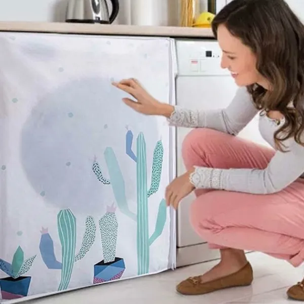 Tvättillbehör-/EA/ Garlandmönstrade tvättmaskinsöverdrag, vattentätt tvättmaskinsskydd C