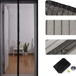 Skadedjur & Insekter-/EA/Magnetiskt dörrnät, automatisk stängningsgardin, nät mot insekter, flugor och myggor, starka magneter (110 x 21