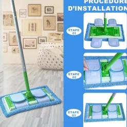 EURL Städmoppar-(ee) 3-pack, blå Swiffer-kompatibla, återanvändbara ersättningsdukar