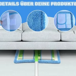 EURL Städmoppar-(ee) 3-pack, blå Swiffer-kompatibla, återanvändbara ersättningsdukar