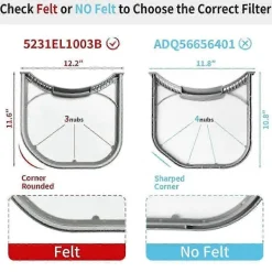 Torktumlare-5231EL1003B Torktumlare Luddfilter för Torktumlare Ventil Ludd Skärm Ersätt AP4440606 PS3527578