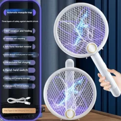 Skadedjur & Insekter-Elektrisk flugsmälla, 2-i-1 elektrisk myggsmälla, 5W uppladdningsbar elektrisk myggsmälla för kök, sovrum, camping, balkong, trädgård