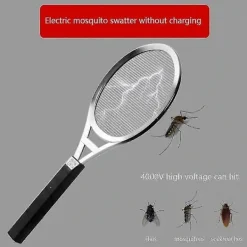 Skadedjur & Insekter-Elektrisk flugsmälla Kompatibel Hem 1 Lager Mesh Myggdödare Racket-c Svart