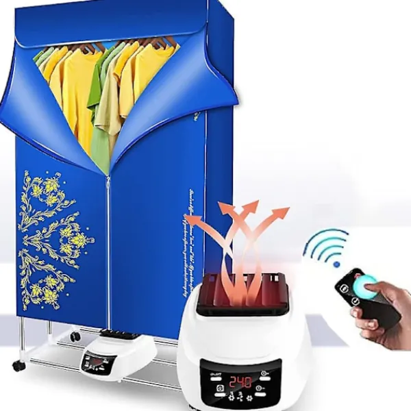 Torktumlare-Elektrisk klädtork med fjärrkontroll, bärbar, ljudlös, varmluftstork, klädtorkningsställ