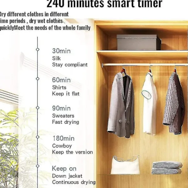 Torktumlare-Elektrisk klädtork med fjärrkontroll, bärbar, ljudlös, varmluftstork, klädtorkningsställ