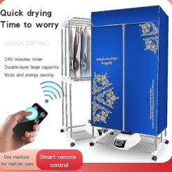 Torktumlare-Elektrisk klädtork med fjärrkontroll, bärbar, ljudlös, varmluftstork, klädtorkningsställ