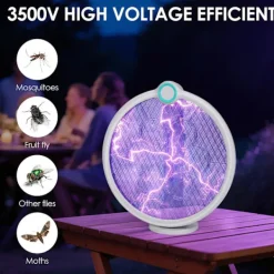 Skadedjur & Insekter-Elektrisk myggracket, 3 i 1 1200mAh USB-uppladdningsbar myggracket - Kan roteras och fällas ihop i alla riktningar