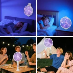 Skadedjur & Insekter-Elektrisk myggracket, 3 i 1 1200mAh USB-uppladdningsbar myggracket - Kan roteras och fällas ihop i alla riktningar