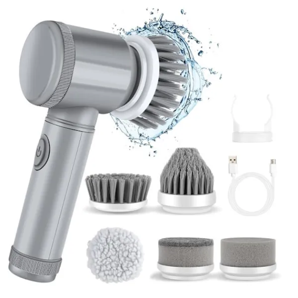 EASTVAPS Städmaskiner-Elektrisk roterande skrubber med 6 utbytbara borsthuvuden för köksrengöring