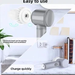 EASTVAPS Städmaskiner-Elektrisk roterande skrubber med 6 utbytbara borsthuvuden för köksrengöring