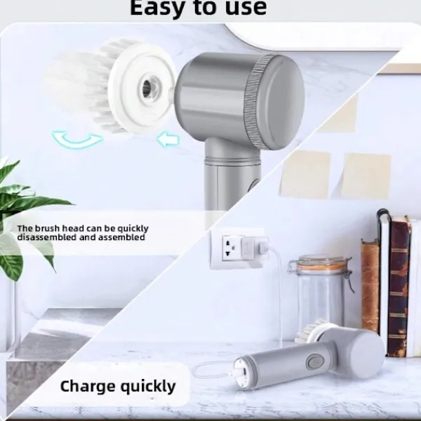 EASTVAPS Städmaskiner-Elektrisk roterande skrubber med 6 utbytbara borsthuvuden för köksrengöring