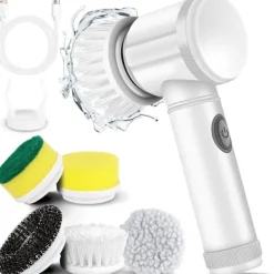 Städmaskiner-Elektrisk Spin Scrubber Elektrisk Rengöringsborste Sladdlös Power Scrubber med 5 Utbytbara Borsthuvuden Handhållen Power Dusch Scrubber