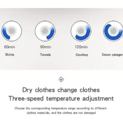 Torktumlare-Elektrisk torktumlare med fjärrkontroll, portabel, tyst, varmluftstork, klädtorkställning