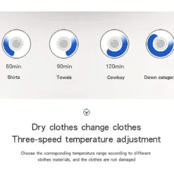 Torktumlare-Elektrisk torktumlare med fjärrkontroll, portabel, tyst, varmluftstork, torkställning för kläder