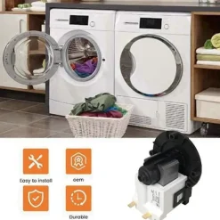 FMYSJ Tvättmaskiner-Ersättnings tvättmaskin 5859EN1004J Dräneringsmotor för LG Trumtvättmaskin Sumppumpmotor Acce (FMY) Black White