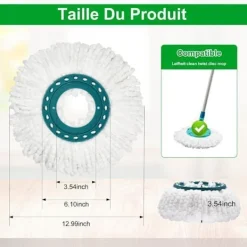 Generic Städmoppar-Ersättningsmopphuvud, kompatibelt med Leifheit Clean Twist Mopp, Ersättningsmopphuvud för moppset