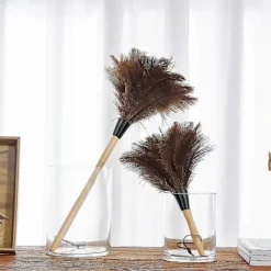 Dammsugare & Tillbehör-Fjäderdammsvippa Mjuk Antistatisk Miljövänlig Tvättbar Återvinningsbar Rengöring Strutsfjäder Trähandtag Fluffig Dammvippa För Hemmet