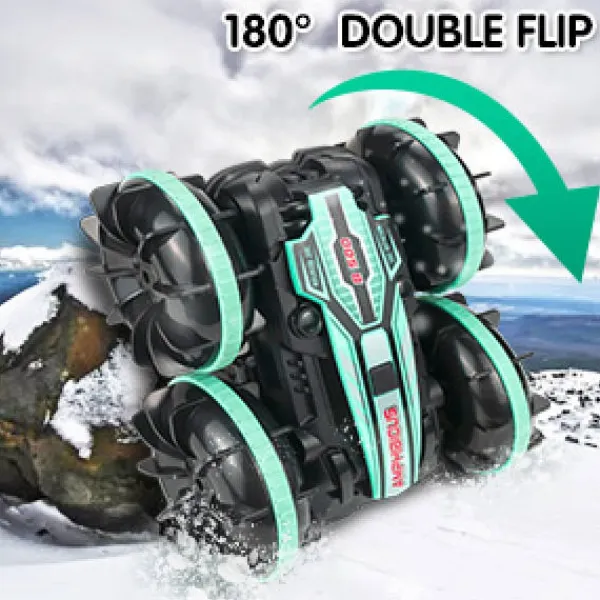 EURL Tvättmaskiner-Fjärrkontroll Amfibie 4WD Vattentät Stunt Terrängbil för Barn 2.4GHz Fjärrkontroll 360° Roterande Fjärrkontrollbil Vatten